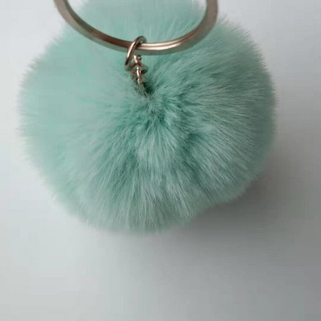 Fuzzy Ball Keychain Supple Comfortable Lovely Key Rings Adorable Practical Key Chains Women for Children Adults Elderly Students Light Green 6cm
