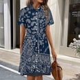 thumbnail image 3 of Paisley Bandana Pattern Womens Shirt Dresses Women'S Short Sleeve Dress Turn-Down Collar Dress A Line Casuall Dress Oversize(XS-6XL), 3 of 7