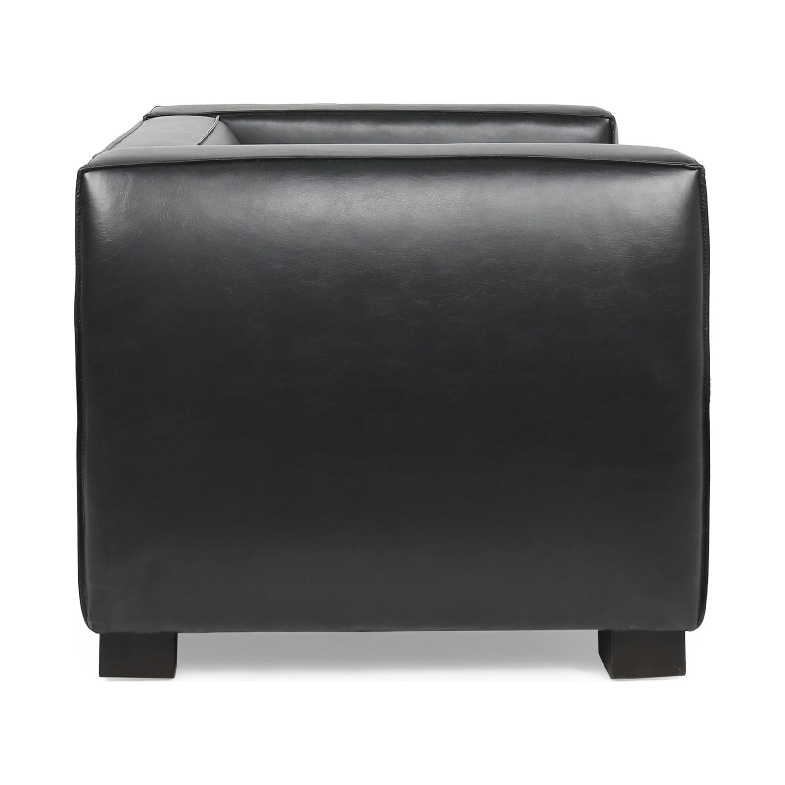 Noble House Denison Faux Leather Club Chair, Midnight Black and Dark Walnut