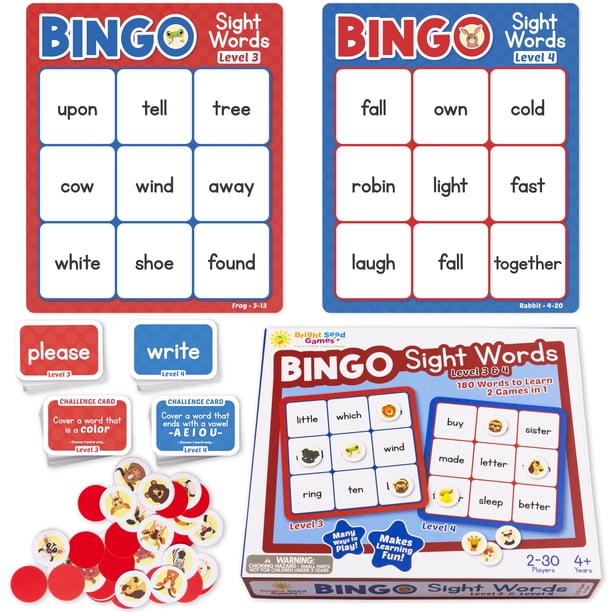 Juego de bingo Bright Seed Games Sight Words para niños de 4 a 8 años