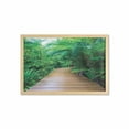 thumbnail image 1 of Jungle Wall Art with Frame, Deck Timber Jetty Exotic Getaway Wilderness Footpath Tropic Plants Rainforest, Printed Fabric Poster for Bathroom Living Room, 35" x 23", Pale Brown Green, by Ambesonne, 1 of 2