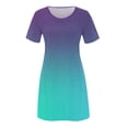 thumbnail image 4 of QUYUON Women's Casual Tee Shirt Dress Short Sleeve Crew Neck Short Dress Ladies Floral Print Loose Fit Casual T-Shirt Swing Tunic Dress A-Line Beach Dresses Style D-620 Purple_G S, 4 of 4