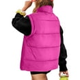 thumbnail image 4 of YDFCWXW Womens Oversized Puffer Vest Stand Collar Full Zip Sleeveless Bubble Puffer Vest Quilted Padded Warm Coat Outwear Hot Pink, L, 4 of 6
