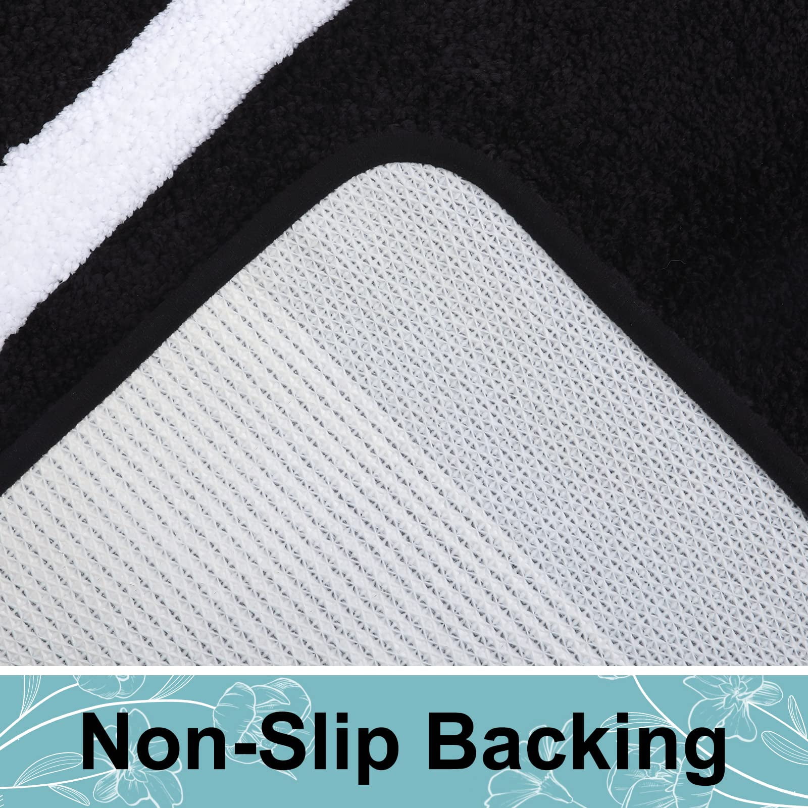 Smiry Luxury Microfiber Bathroom Rug Mat 20"x30" Soft Absorbent Bath Rug Non-Slip Plush Shaggy Bath Carpet,Black