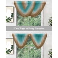 thumbnail image 4 of Teal Brown Ombre Sheer Waterfall Valance Curtains for Window, Turquoise Gradient Modern Abstract Art Rod Pocket Sheer Topper Swag Curtains for Living Room, Kitchen 38.5"W x 47.2"L, 1 Panel, 4 of 7