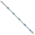 thumbnail image 2 of 925 Sterling Silver Rhodium-plated Blue Topaz Bracelet, 2 of 7