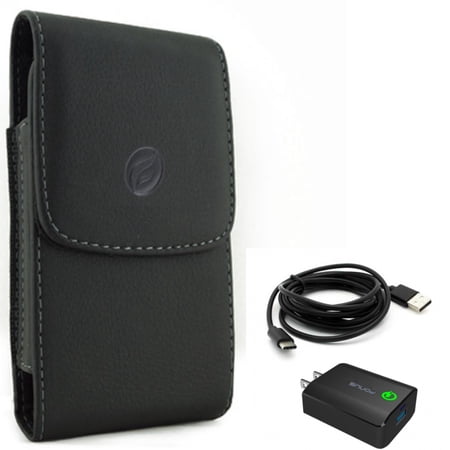 Case Belt Clip & Home Charger for Samsung Galaxy S24 Ultra - Leather Holster Cover Pouch, 18W Fast 6ft USB Cable Type-C Turbo Charge for Galaxy S24 Ultra