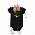 thumbnail image 2 of Hudson Baby Infant Girl Cotton Bodysuit, Pant and Shoe Set, Girl Daddy, 9-12 Months, 2 of 5