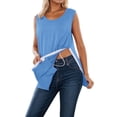 thumbnail image 2 of Tank Tops Women Women's Recovery Button Front Chemo Tank Camisoles for Women Blue M, 2 of 6