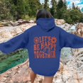 thumbnail image 2 of Pullover Sweaters for Women Trendy Fall Winter Loose Fit Hooded Long-sleeved Bubble Cold Shoulder Hoody Graphic Hoodie Cotton Sweatshirts Hoodies(Dark Blue,M), 2 of 5