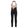 thumbnail image 2 of YEAHDOR Kids Girls Dance Unitard Long Sleeve Skating Jumpsuit Mesh Rhinestone Patchwork Jumpsuit Gymnastics Bodysuit Black 14, 2 of 5