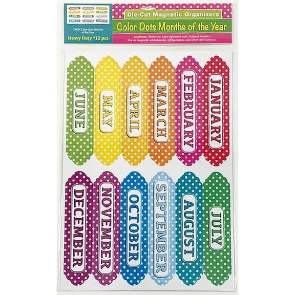 Ashley Magnetic Chalkboard Calendar Months - 12 - Write on/Wipe off - 1 Each - Multicolor | Bundle of 10 Each