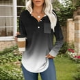 thumbnail image 2 of successthop Womens V Neck Shirts Long Sleeve Tunic Tops Button Pullover T Shirts Print Casual Clothes Black S, 2 of 7