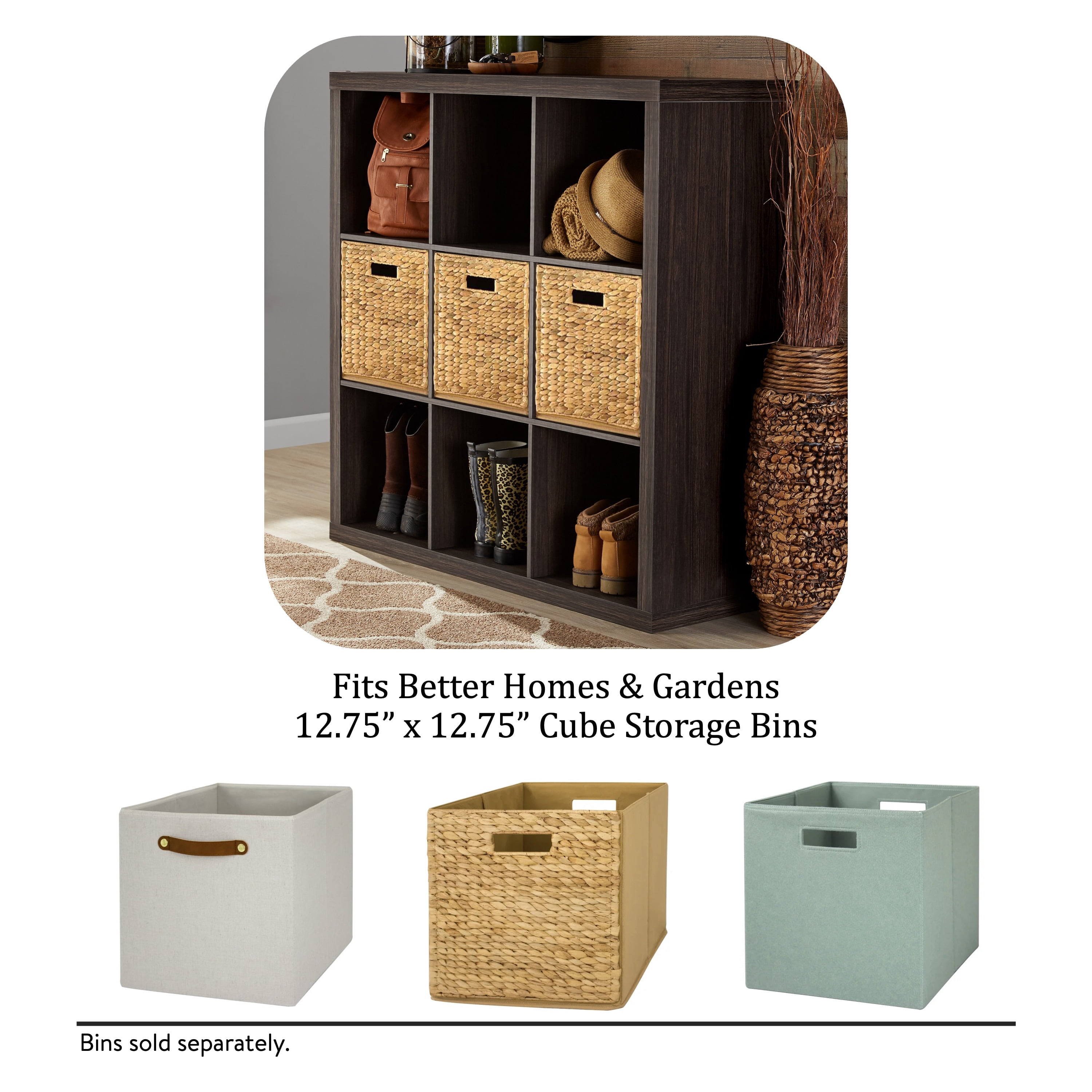 Better Homes & Gardens 9 Cube Storage Organizer, Tobacco Oak