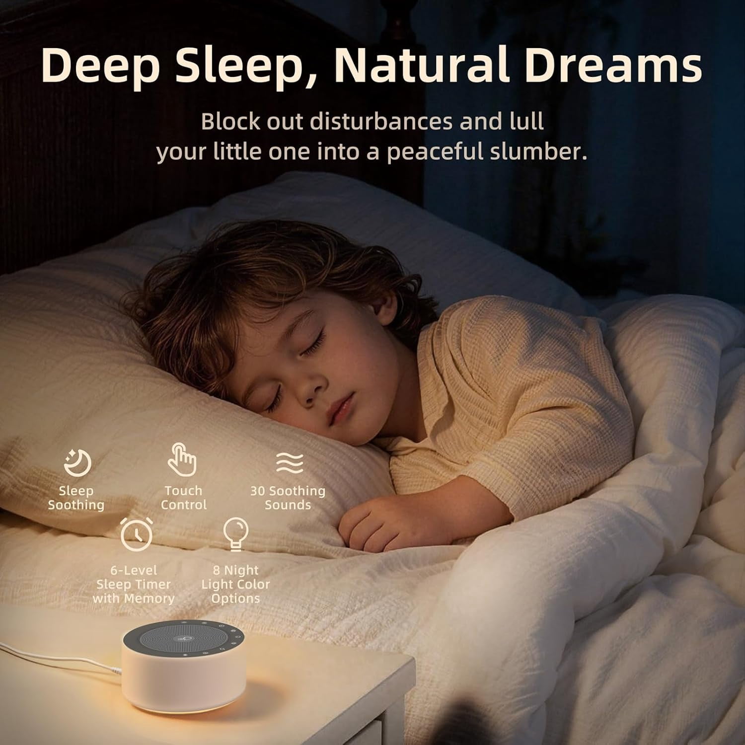 Kipcush 30 Soothing Sounds White Noise Machine with Night Light and Timer for Babies and Adults White