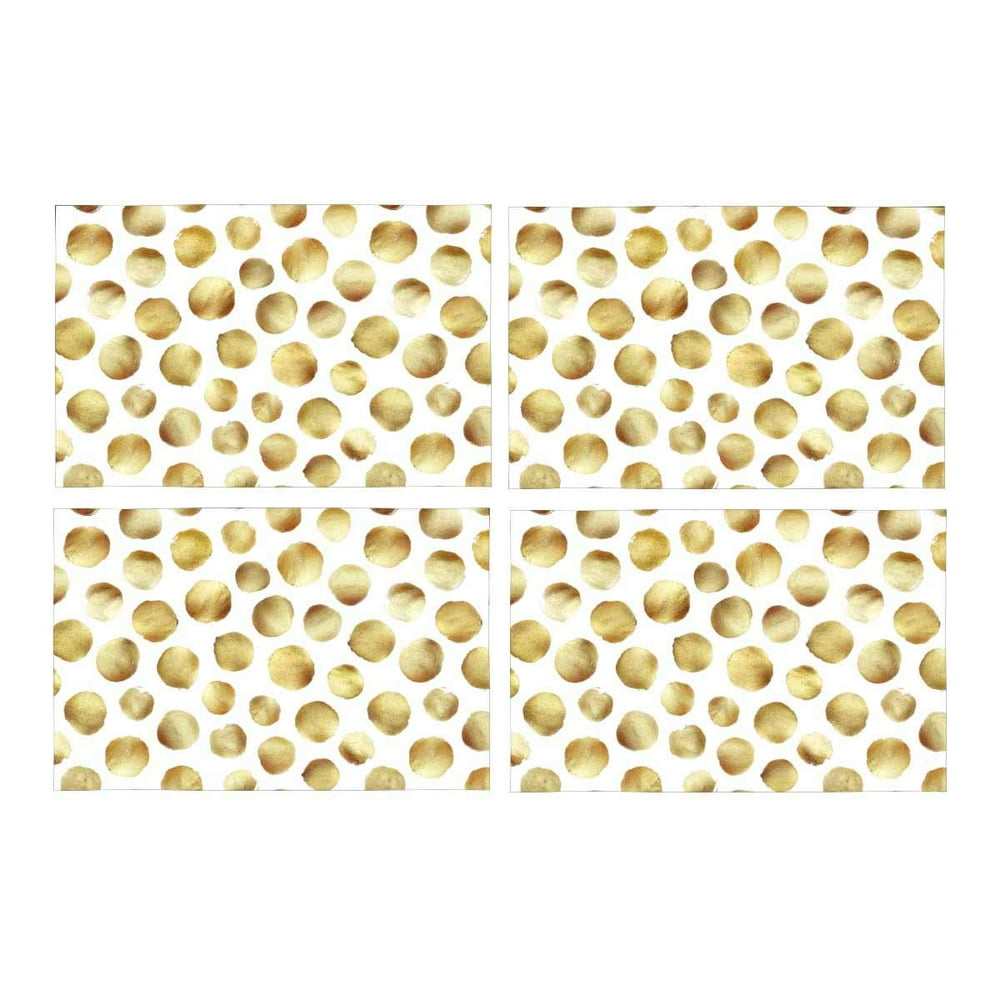 MKHERT Elegant Funny Gold Polka Dots Placemats Table Mats for Dining
