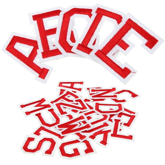 ONAPARTER 26 Pcs Letter Embroidered Patch Decor Jacket Patches Iron Letters for Fabric Embroidery Applique Alphabet （Red）