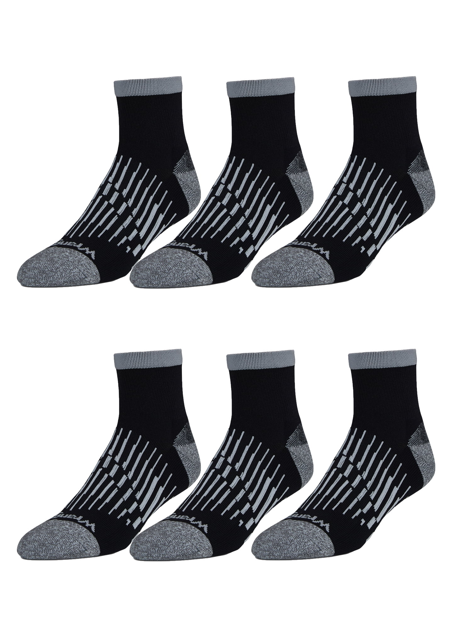 Wrangler Peak Light Compression Ankle Socks for Men, Size 6-12, Black, 6 Pairs