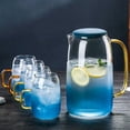 thumbnail image 2 of Marble-Patterned Glass Kettle With A Lid, A 52.79-Ounce/1.5-Liter Water Kettle, Accompanied By 4 Cups Of 10.55 Ounces/0.3 Liters Each. It Is A Transparent Glass Water Kettle, Suitable For Cold Brew, 2 of 9