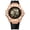 Black leather-rose shell-black surface-rose studs, variant on Men's Geometric Skeleton Automatic Mechanical Watch, Luminous, Silicone Strap Sport Wristwatch