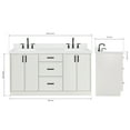 thumbnail image 2 of Ariel Kelly 66 Inch Double Rectangular Sink Bathroom Vanity With Carrara White Quartz Countertop 1.5 inch Edge In White, 2 of 6