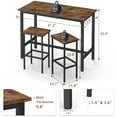 thumbnail image 3 of JOZ 3-Piece Bar Table Set with 2 Stools, 47.2” Rectangular Pub Table with Sturdy Metal Frame, Rustic Brown, Space-Saving Dining Set for Kitchen, Living Room, Small Space, 3 of 9