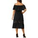 thumbnail image 3 of INSPIRE CHIC Vestido de Mujer con Mangas de Volante, Off The Shoulder, con Volantes y Inserción de Encaje, Maxi Vestidos XL Negro, 3 of 8