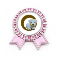 thumbnail image 1 of agacharse perro anillo pet Insignia broche Medalla rosa premiada, 1 of 3