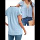 thumbnail image 3 of Blusa de Verano 2025 para Mujer, con Cuello en V, Volantes, Corta, Lunares, Holgada, Tipo Túnica Azul XL, 3 of 6