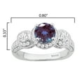 thumbnail image 3 of Sterling Silver with Color Changing Alexandrite, Moisssanite and White Diamond Three Stone Ring, 3 of 3
