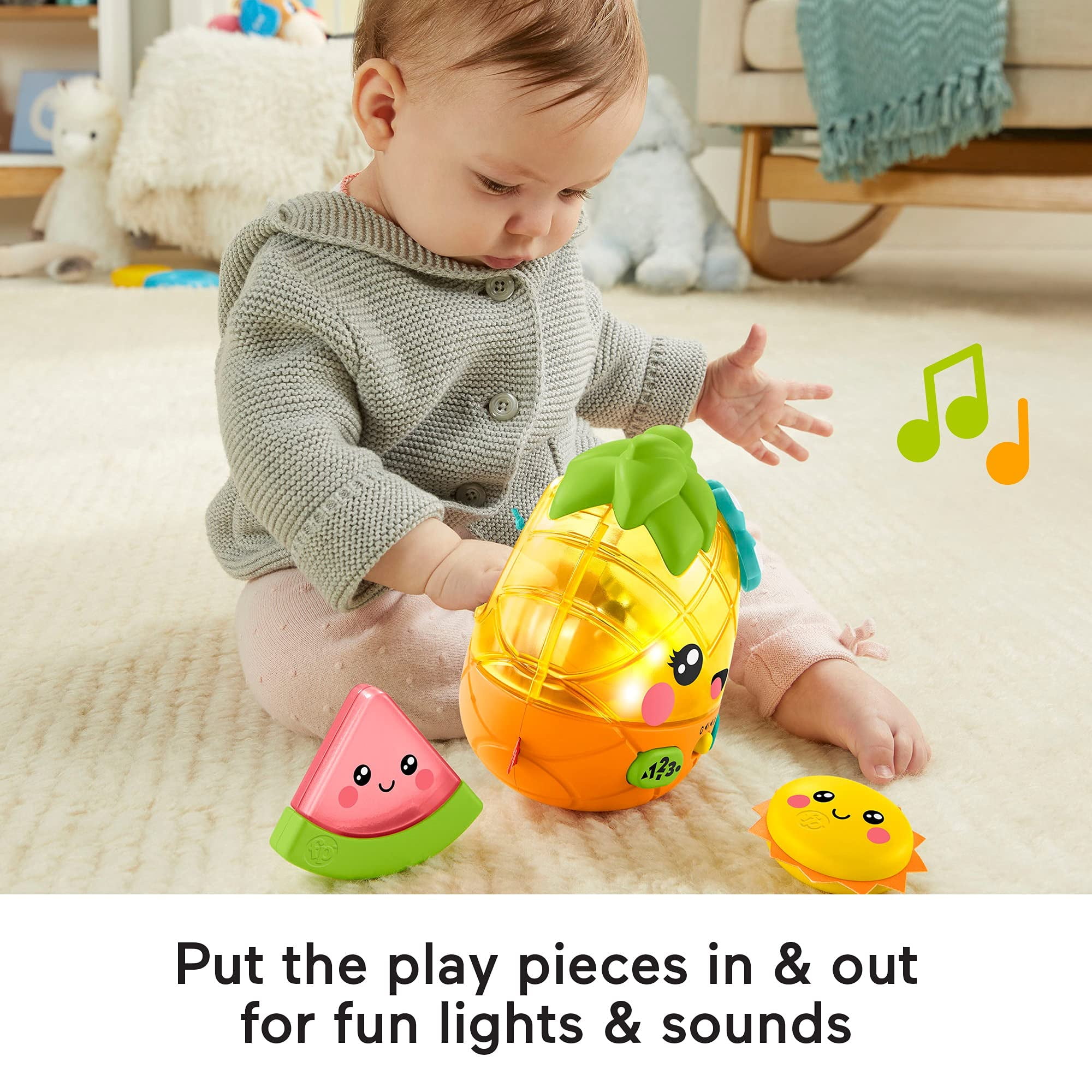 Fisher-Price Paradise Pals Magical Lights & Tunes Pineapple Toy for Baby Toddler Learning
