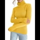 thumbnail image 1 of Suéteres Acanalados para Mujer, Lindos Suéteres de Punto de Cuello Alto, Ajustados y Cálidos Amarillo un Tamaño, 1 of 7