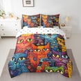 thumbnail image 2 of jejeloiu Colorful Cartoon Cat 7-Piece Twin Bedding Sets,Bohemian Kitten Animal Bedding Comforter Set,Multicolor Boho Exotic Style Sheet Sets For Girl Boys,Ultra Soft Home Decor Reversible, 2 of 8