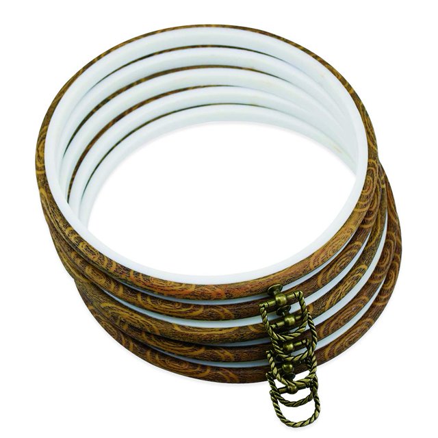 Expositor circular redondo con forma de guofa para bordar, 21 cm, 5 unidades, color marrón