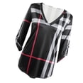 thumbnail image 3 of Camiseta con estampado a cuadros Mujer Otoño Manga 3/4 Blusa con cuello en V profundo Top suelto Speravity AP000101-04B, 3 of 3