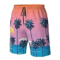 thumbnail image 6 of Uemuo Beach with Palm Trees Pattern Men's Swim Trunks Hawaiian Beach Bathing Suit Swimsuits Beach Quick-Dry Shorts with Pockets-Small, 6 of 9