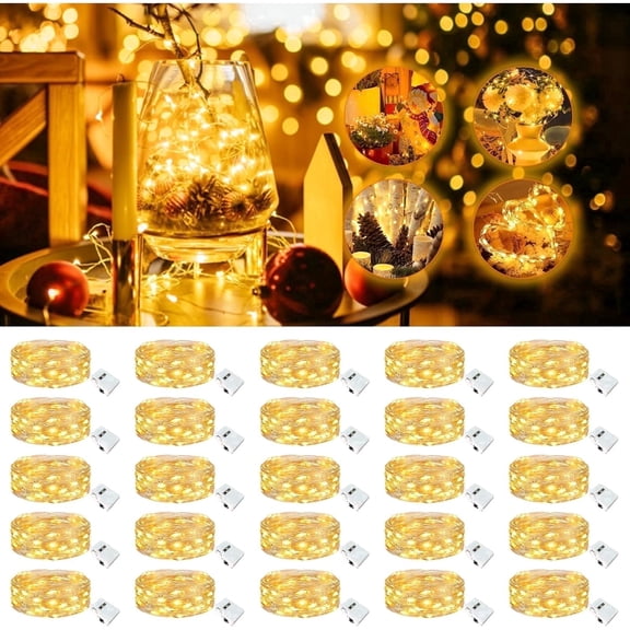 20 Pack Fairy Lights Battery Operated, 7ft 20 LED Mini String Lights, 3 Modes Waterproof Twinkle Lights for Mason Jars Wedding Party DIY Decoration, Warm White