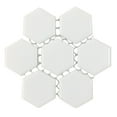 thumbnail image 4 of Renovators Supply Porcelain Mosaic Hexagon Glossy White Floor and Wall Tile 23 Tile Sheets 10.25" x 11.8" Total 19.3 SQ FT, 4 of 7