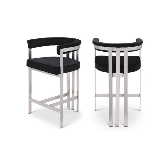 Meridian Furniture Marcello Black Velvet Counter Stool (Set of 2)