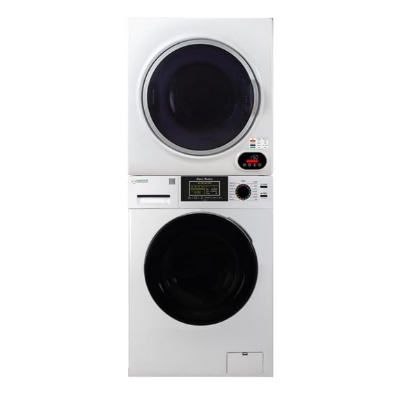 Pemberly Row Power Touch Compact 110V Washer & 220V Vented Digital 4cf Dryer