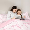 thumbnail image 4 of Erosebridal Girls Pink Bowknot Twin Comforter Sets For Kids,Dreamy Princess Themed Bedding Set,Reversible pink,2pcs, 4 of 7