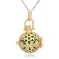 thumbnail image 1 of Golden Tone Brass Hollow Round Cage Pendants with No Hole Spray Painted Brass Ball Beads Lime Green 35x25x21mm Hole: 3x8mm, 1 of 2