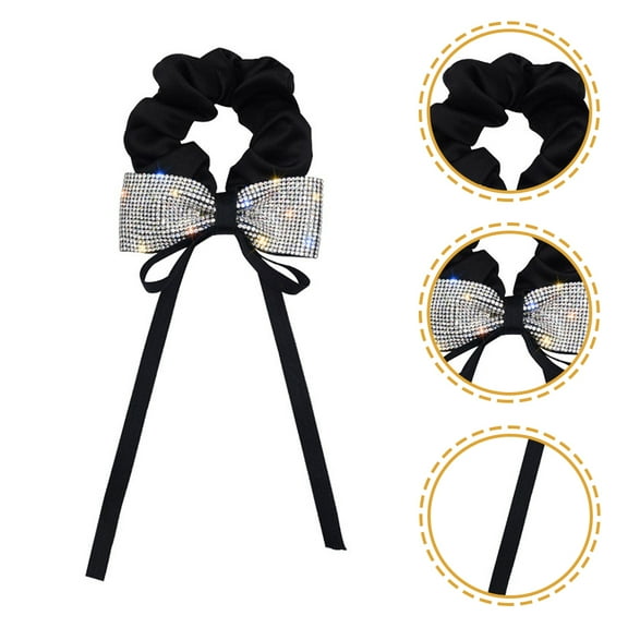 KONTONTY Women Large Bowknot Hair Tie Black Cloth 1Pack