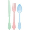 Pretty Pastels Ornate Premium Plastic Cutlery Sets 24ct