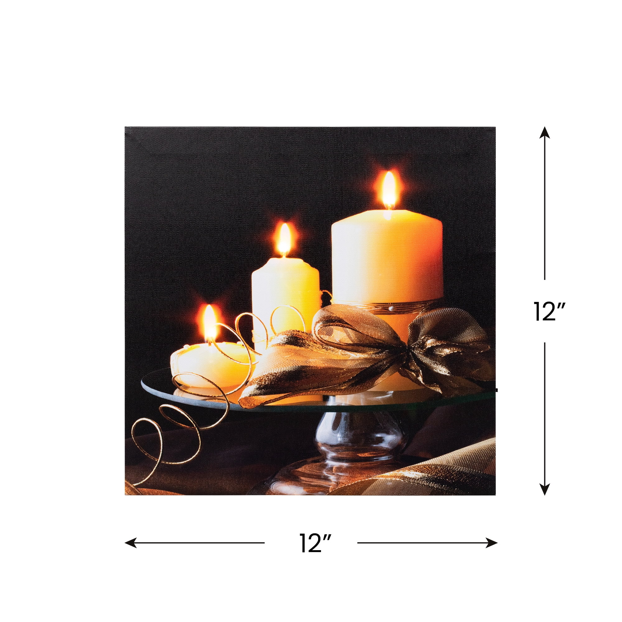 Northlight LED Back Lit Candles with Ribbon on a Platter Canvas Wall Art - 12" x 12"