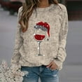 thumbnail image 4 of Suéteres largos de cuello redondo con estampado de copas de vino tinto de Navidad para otoño e invierno para mujer, suéter cálido de lana para Navidad y Año Nuevo, 4 of 4