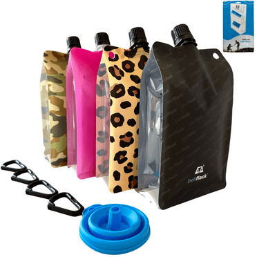 BellFlask - Premium 15 oz. Flask, Patented, Flexible, Metal-Free, Reusuable, Plastic, BPA-Free with Carabiner Clip and Filling Funnel