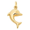 thumbnail image 2 of 14K Yellow Gold Jumping Dolphin Prosperity Charm Pendant with 1.2mm Singapore Chain Necklace - 22", 2 of 6