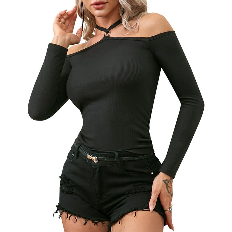 Halter neck off shoulder tops sale