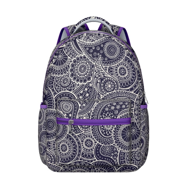 Exotic Paisley Artwork School Backpack Durable and Comfortable Bohemian Vintage Floral Students Backpack with Retro and Abstract Pattern
